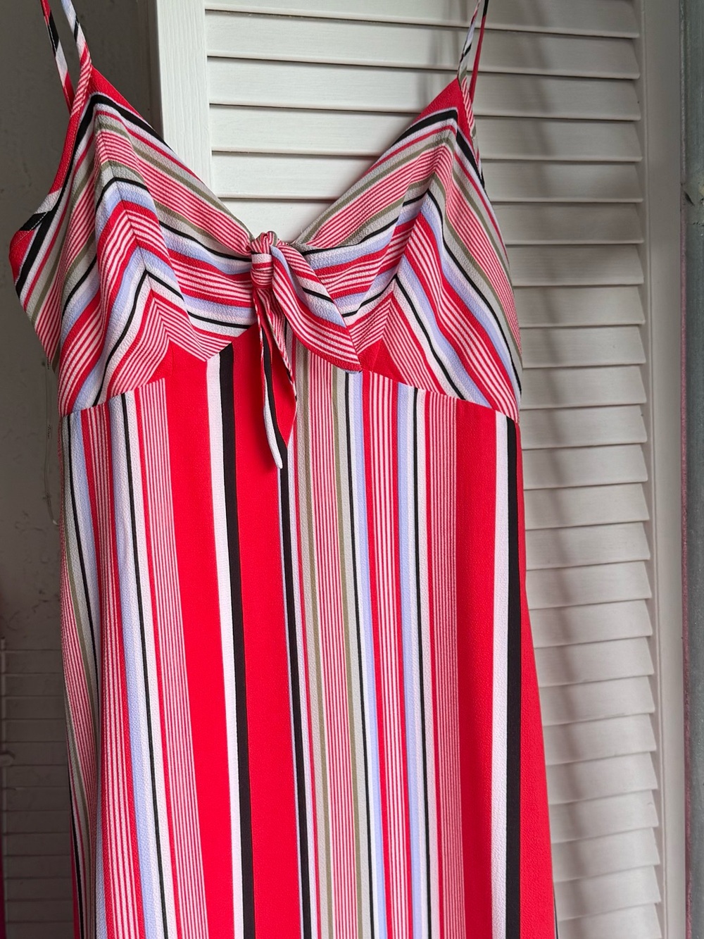 Summer Trixxi Red, White & Black Striped Tie-Front Sundress